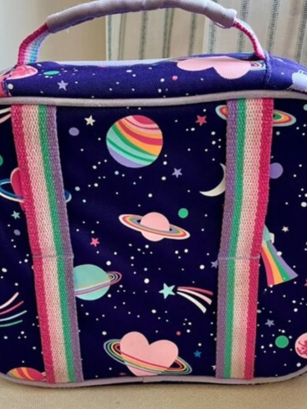 Pottery Barn Kids -Space Print Purple Large Backpack & Lunchbox Set